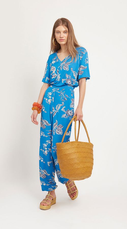 Calça Maria.Valentina Comfort Cós Intermediário Bolso Faca Azul