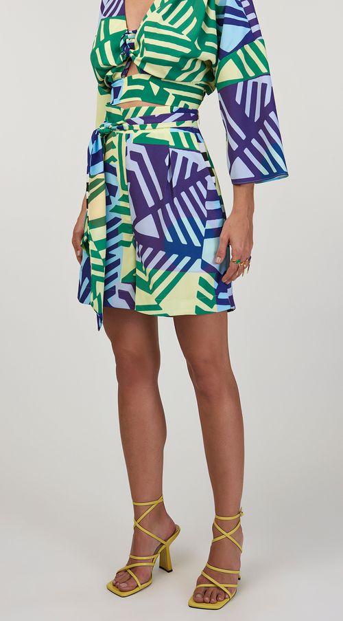 Shorts Maria.Valentina Alfaiataria Com Faixa Verde Claro