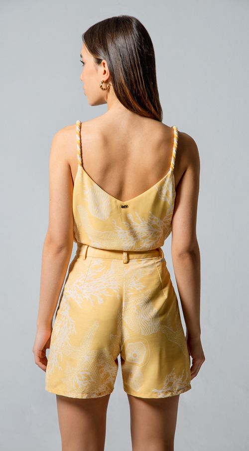 Shorts Maria.Valentina Alfaiataria Bolso Faca Amarelo