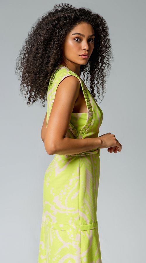 Vestido Maria.Valentina Longo Decote V Com Fivela Verde Claro