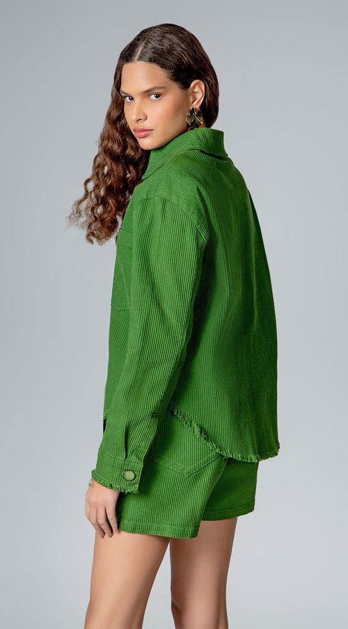 Camisa Maria.Valentina Manga Longa Barra Desfiada Verde