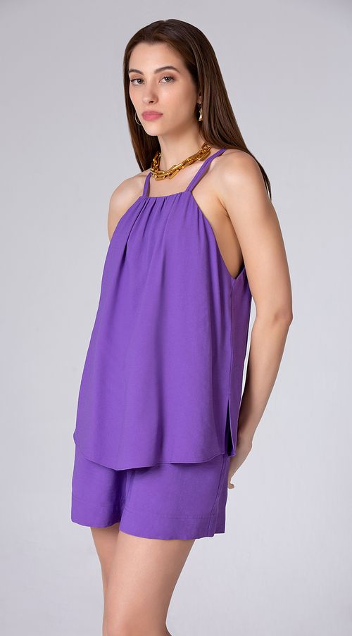 Blusa Maria.Valentina Decote Diferenciado Cava Francesa Abertura Costas Roxo