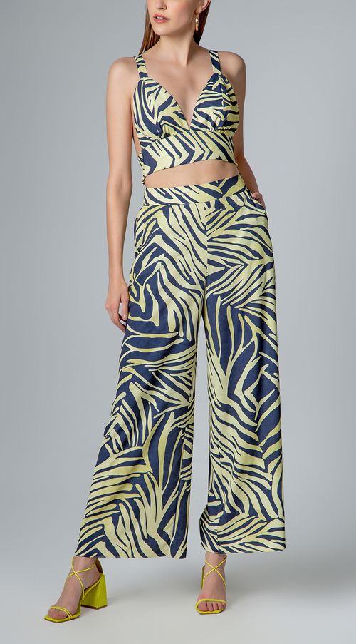Calca Maria.Valentina Pantalona Cós Alto Bolso Faca Verde Claro