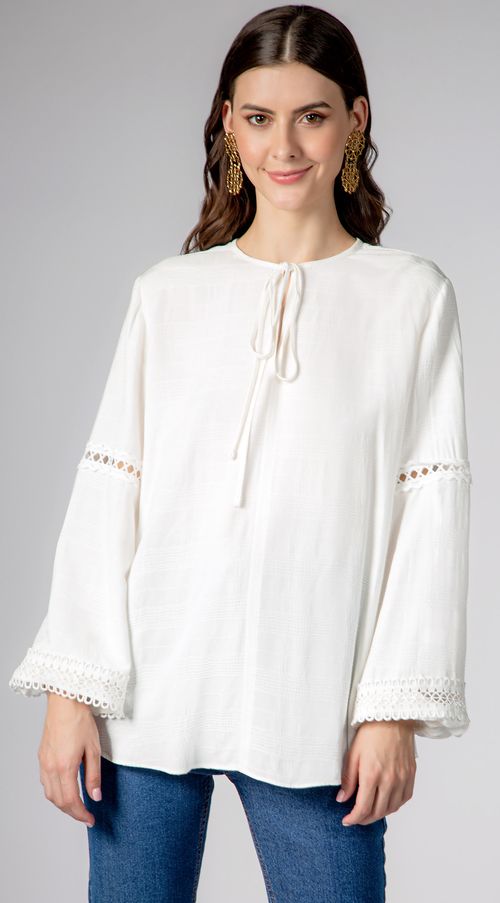 Bata Maria.Valentina Decote Amarração Com Entremeio Off White
