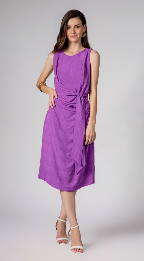 Vestido Maria.Valentina Curto Decote Canoa Com Pregas Roxo