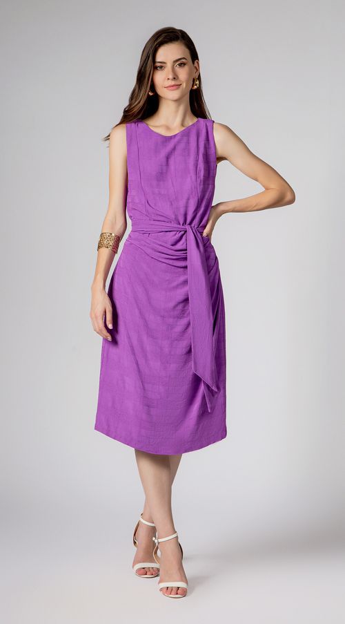 Vestido Maria.Valentina Curto Decote Canoa Com Pregas Roxo