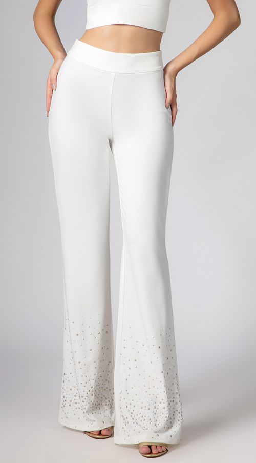 Calca Maria.Valentina Boot Cut Cós Alfaiataria Com Termocolante Off White