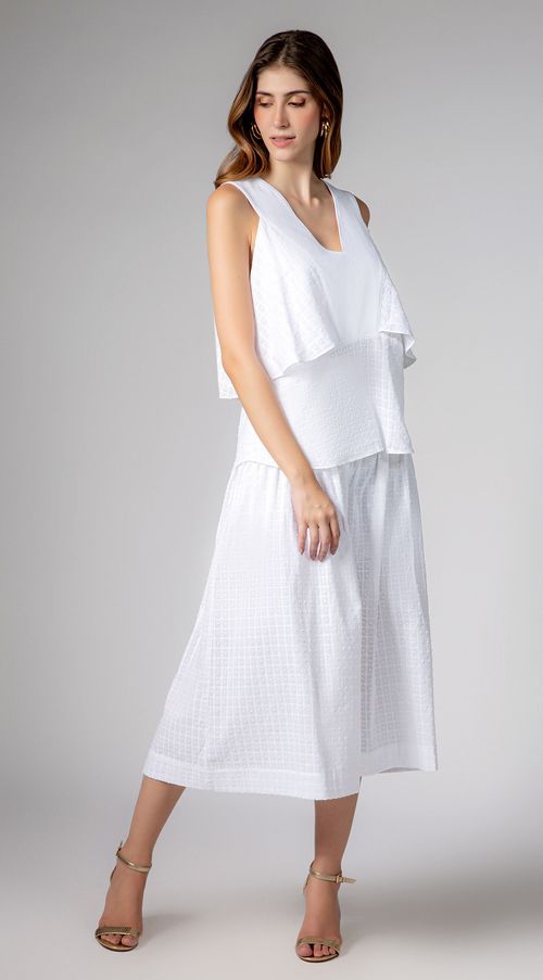 Blusa Maria.Valentina Decote V Sem Manga Com Babado Off White