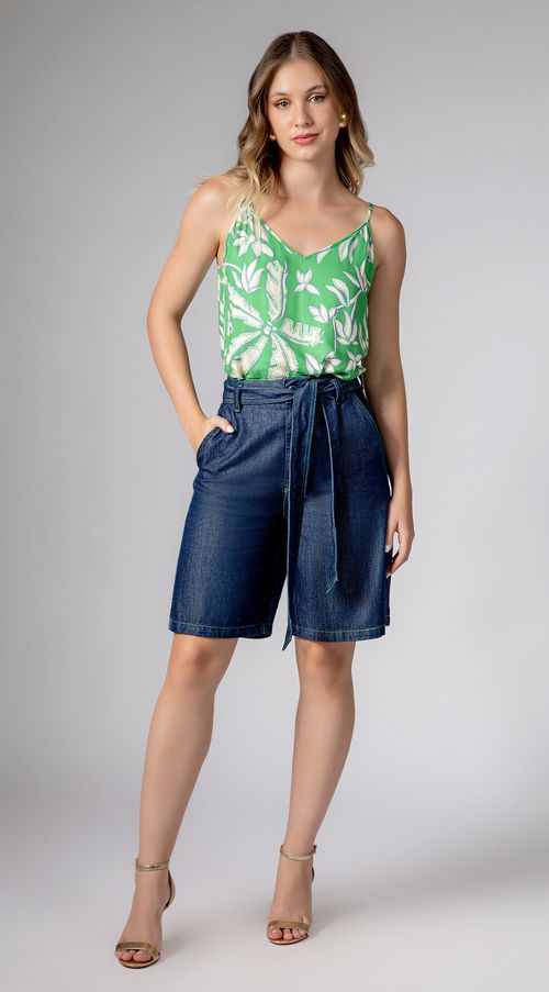 Bermuda Maria.Valentina Oversized Detalhe Pesponto Jeans