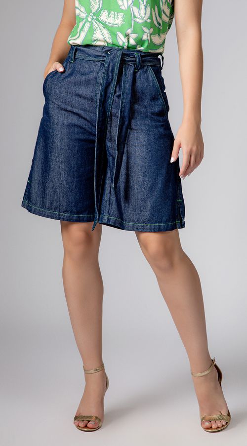 Bermuda Maria.Valentina Oversized Detalhe Pesponto Jeans