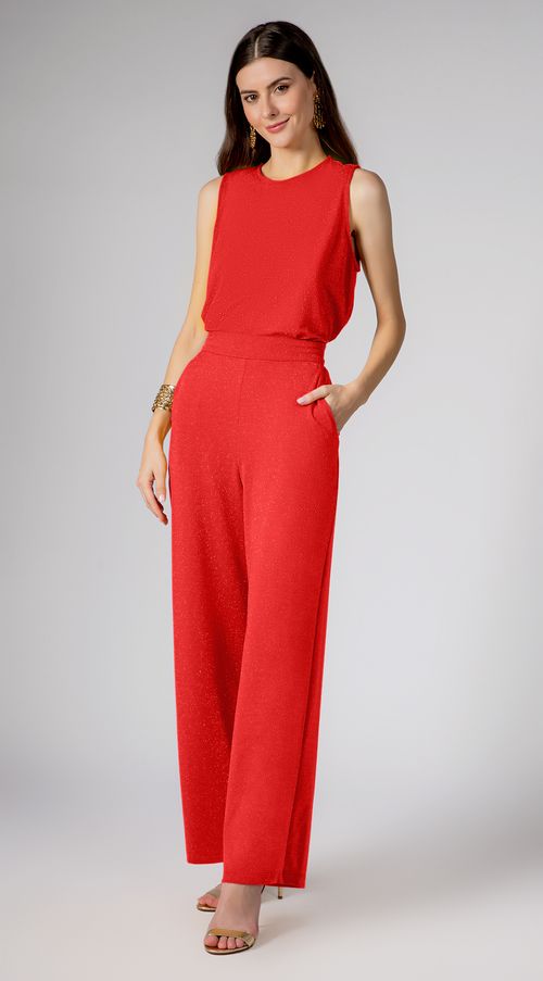 Calca Maria.Valentina Pantalona Cós Elástico Básica Vermelho