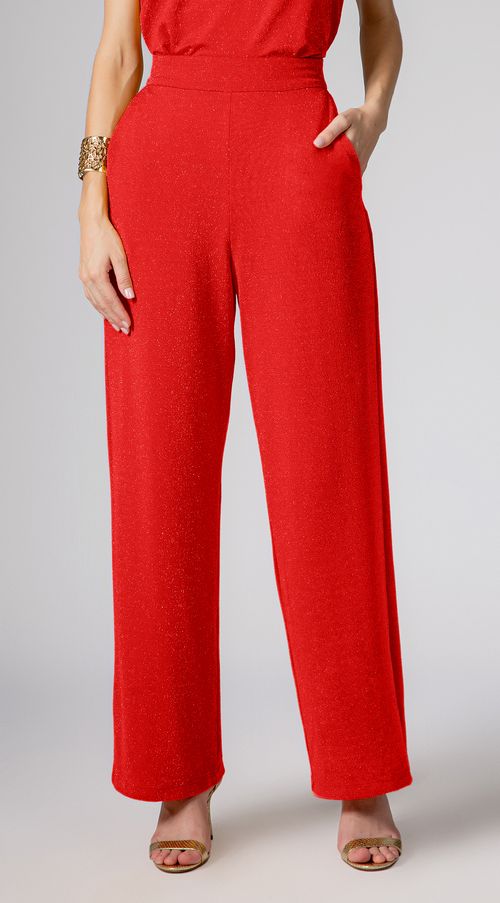 Calca Maria.Valentina Pantalona Cós Elástico Básica Vermelho