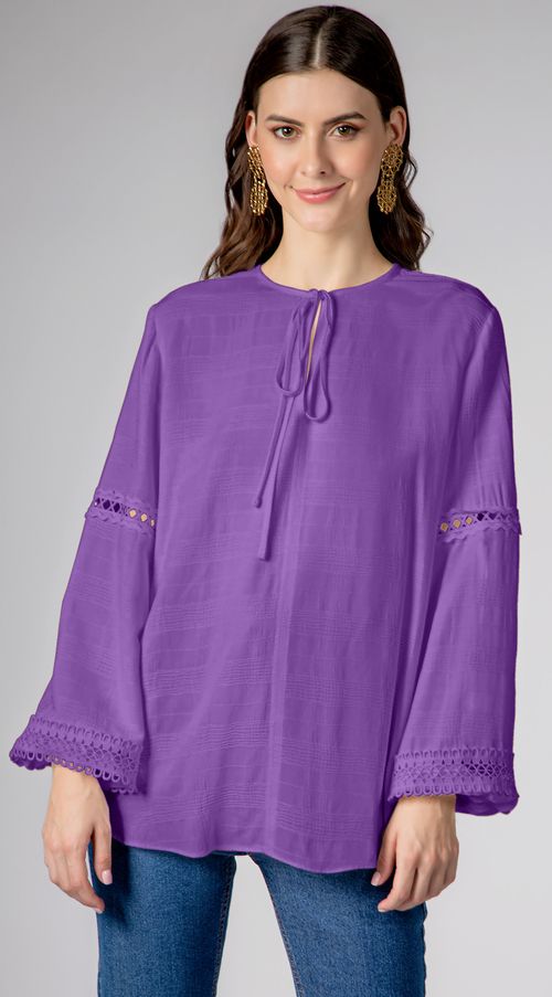 Bata Maria.Valentina Decote Amarração Com Entremeio Roxo