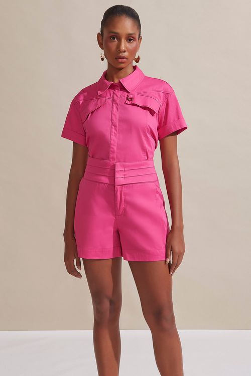 Shorts Maria.Valentina Alfaiataria Detalhe Cós Pink