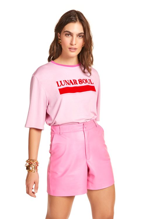 Shorts Maria.Valentina Alfaiataria Abotoamento Vista Rosa