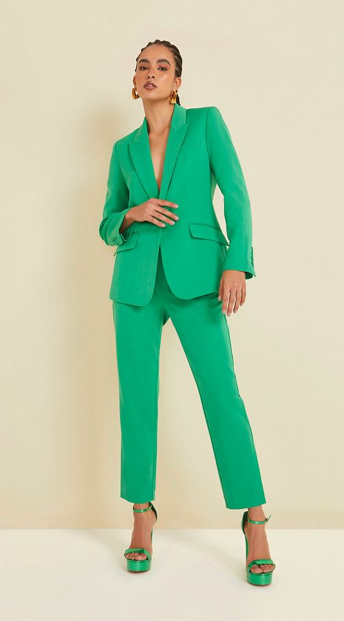 Calca Maria.Valentina Alfaiataria Cós Alto Bolso Faca Verde