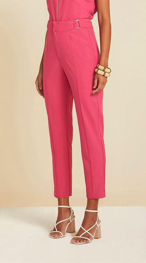 Calca Maria.Valentina Skinny Alfaiataria Cós Intermediário Com Metal Pink