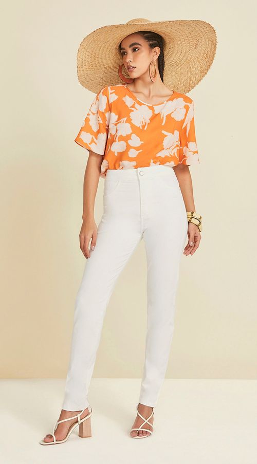 Calca Maria.Valentina Skinny M. Julia Cós Alto Básica Off White