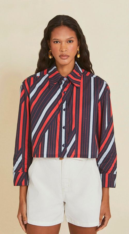 Camisa Maria.Valentina Manga Longa Com Botões Vermelho
