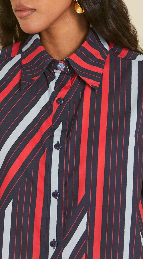 Camisa Maria.Valentina Manga Longa Com Botões Vermelho