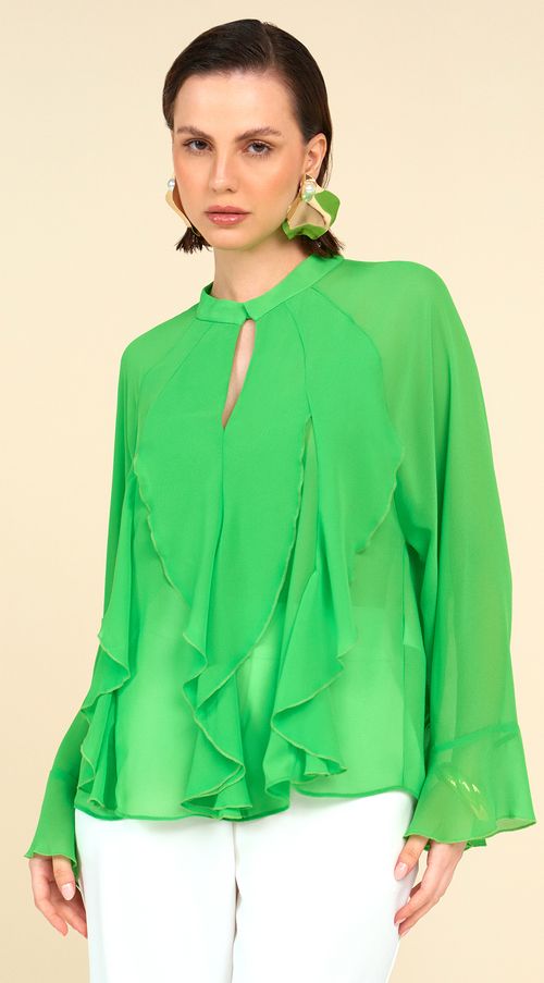 Bata Maria.Valentina Gola Alta Com Babado Verde