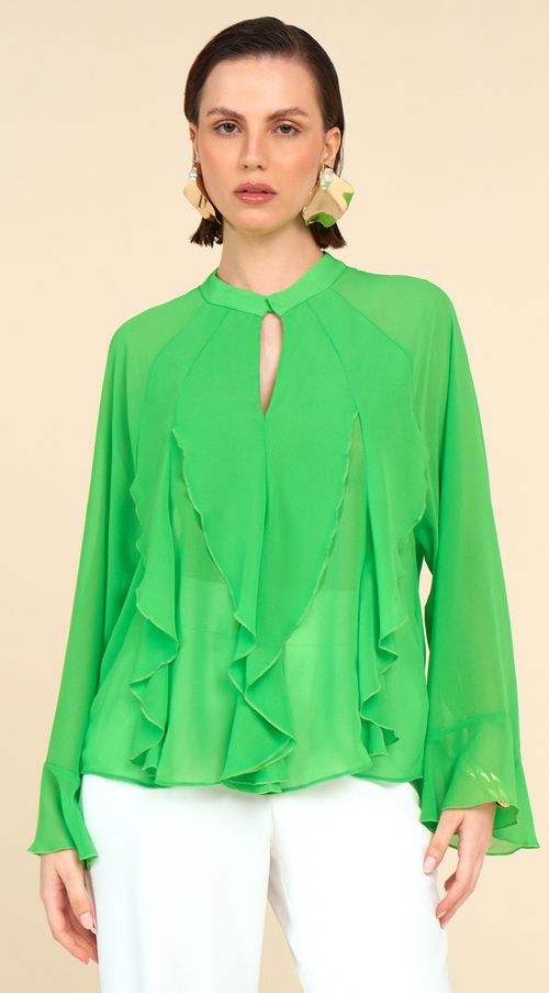 Bata Maria.Valentina Gola Alta Com Babado Verde