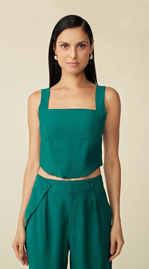 Top Maria.Valentina Corset Alça Larga Com Barbatana Verde