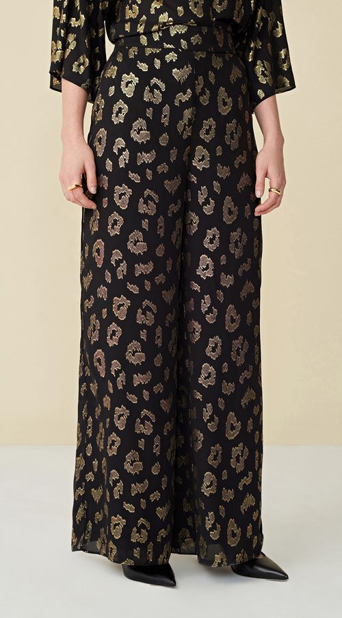 Calca Maria.Valentina Pantalona Cós Alto Bolso Faca Preto