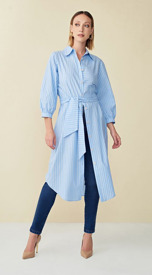Vestido Maria.Valentina Midi Gola Camisa Composê De Tecidos Off White