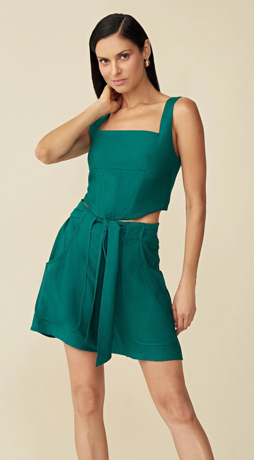 Shorts Maria.Valentina Alfaiataria Bolso Sobreposto Verde