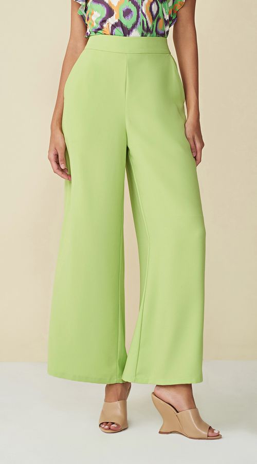 Calca Maria.Valentina Pantalona Cós Elástico Bolso Faca Verde
