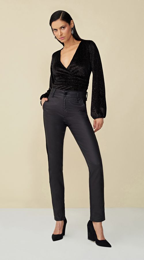 Calca Maria.Valentina Skinny M. Julia Cós Alto Alfaiataria Preto
