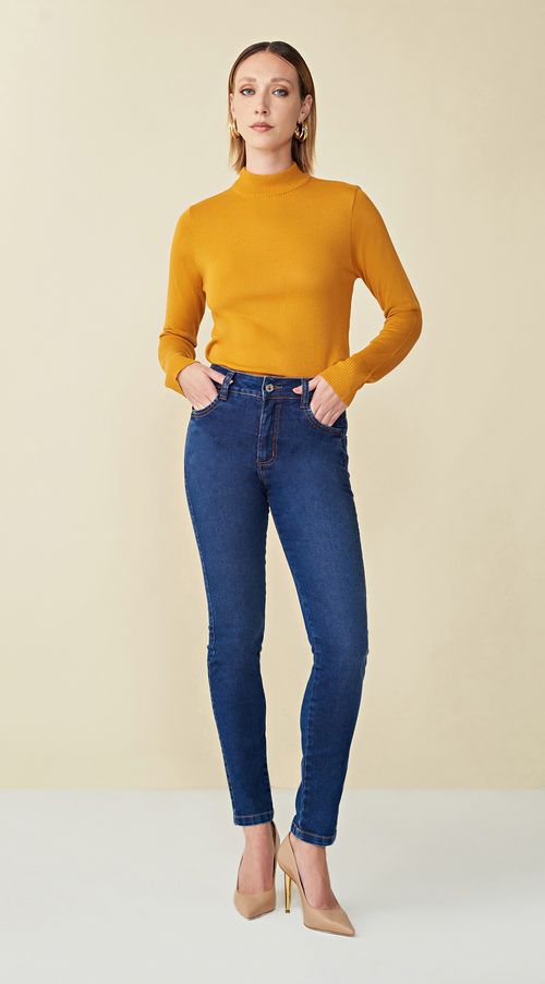 Calca Maria.Valentina Skinny M. Julia Cós Intermediário Detalhe Pesponto Jeans