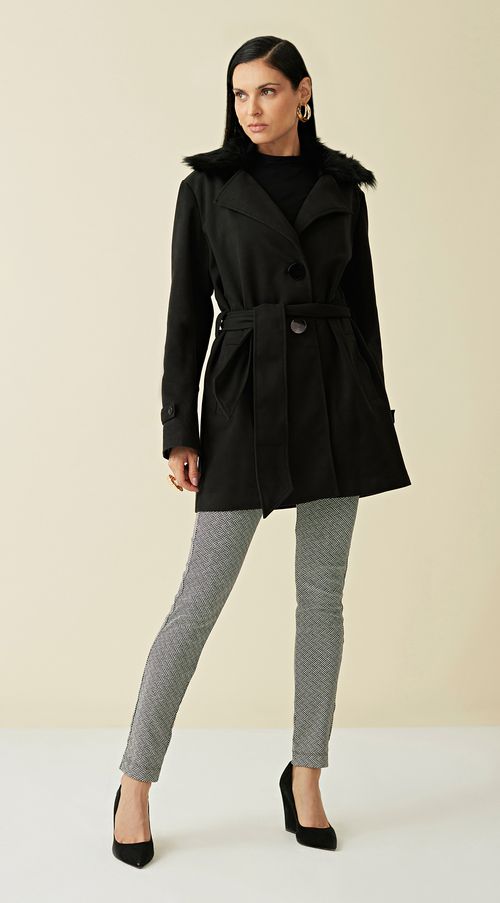 Trench Maria.Valentina Coat Alfaiataria Preto
