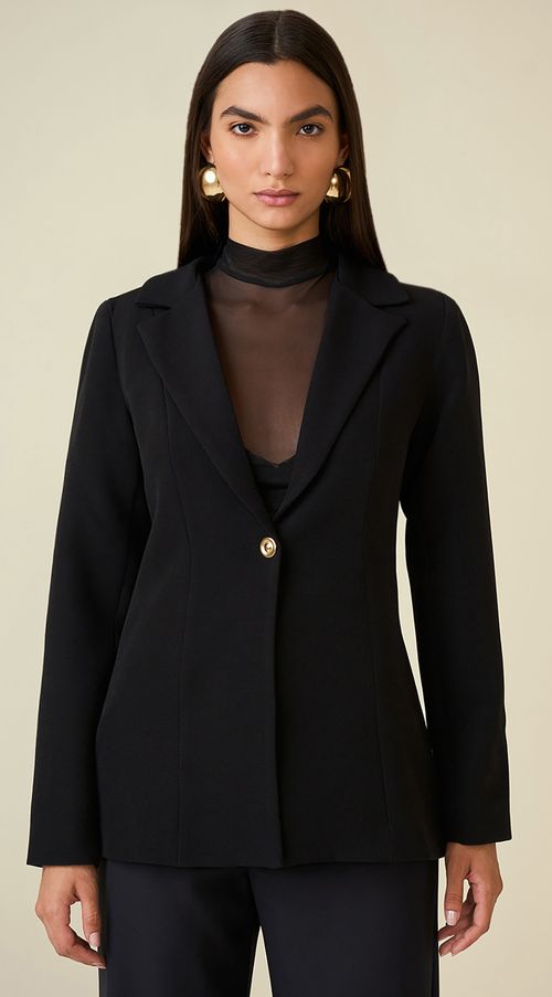 Blazer Maria.Valentina Alfaiataria Com Lapela Preto
