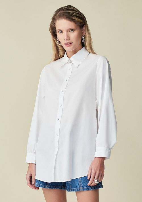 Camisa Maria.Valentina Manga Longa Detalhe Punho Branco