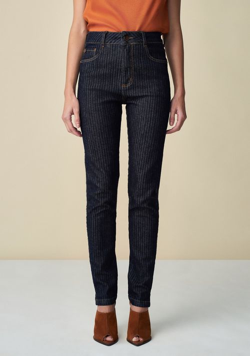 Calça Maria.Valentina Skinny M. Julia Cós Alto Com Fendas Jeans