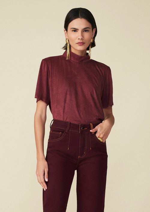 T-Shirt Maria.Valentina Gola Alta Abertura Costas Bordo