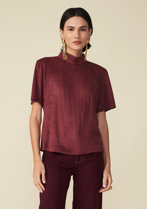 T-Shirt Maria.Valentina Gola Alta Abertura Costas Bordo