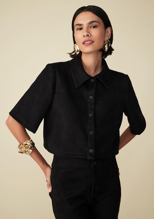 Camisa Maria.Valentina Manga Curta Com Botões Preto