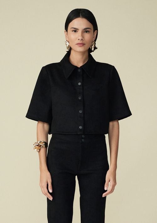 Camisa Maria.Valentina Manga Curta Com Botões Preto