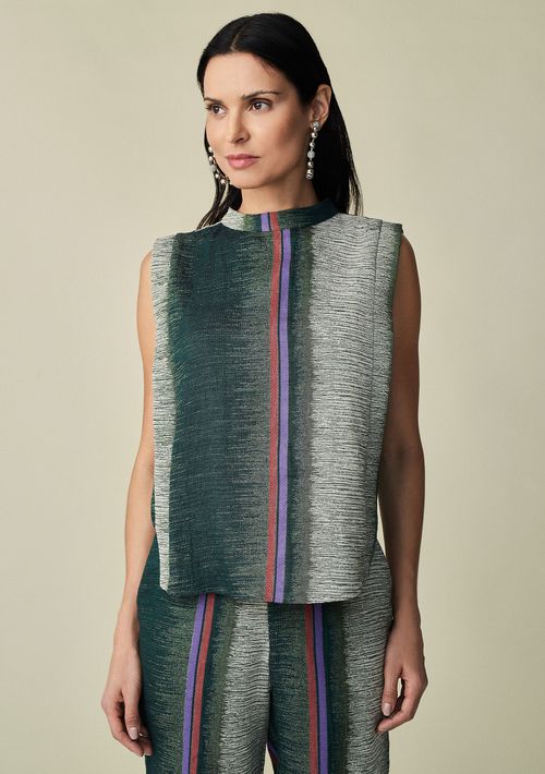 Blusa Maria.Valentina Decote Redondo Cavada Abertura Costas Verde