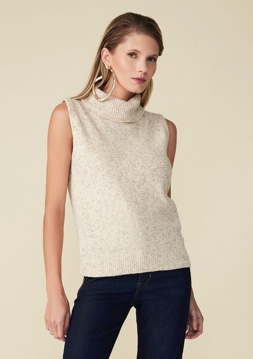 Blusa Maria.Valentina Gola Alta Cavada Tricot Cru
