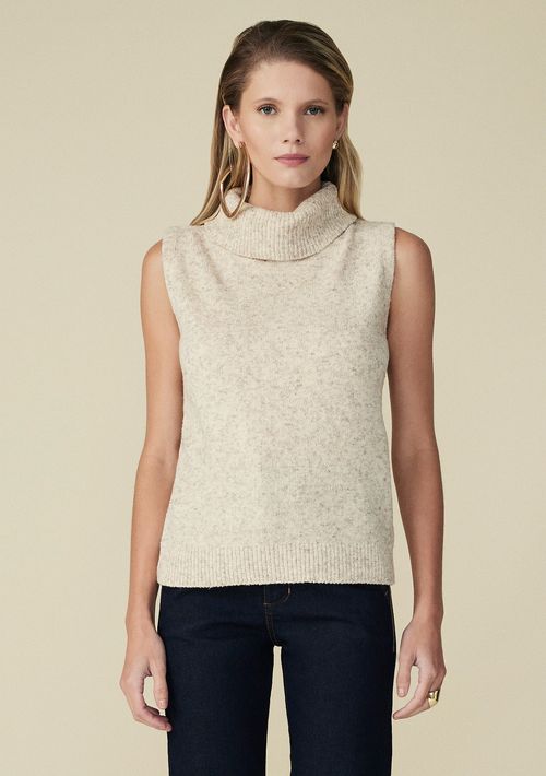 Blusa Maria.Valentina Gola Alta Cavada Tricot Cru