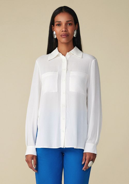 Camisa Maria.Valentina Manga Longa Com Bolso Sobreposto Off White