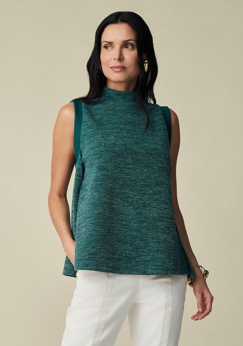 Blusa Maria.Valentina Gola Alta Cavada Com Fendas Verde