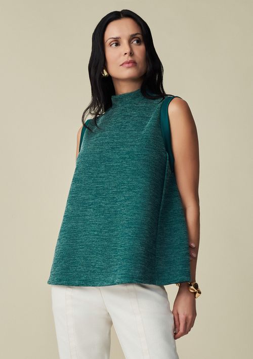 Blusa Maria.Valentina Gola Alta Cavada Com Fendas Verde