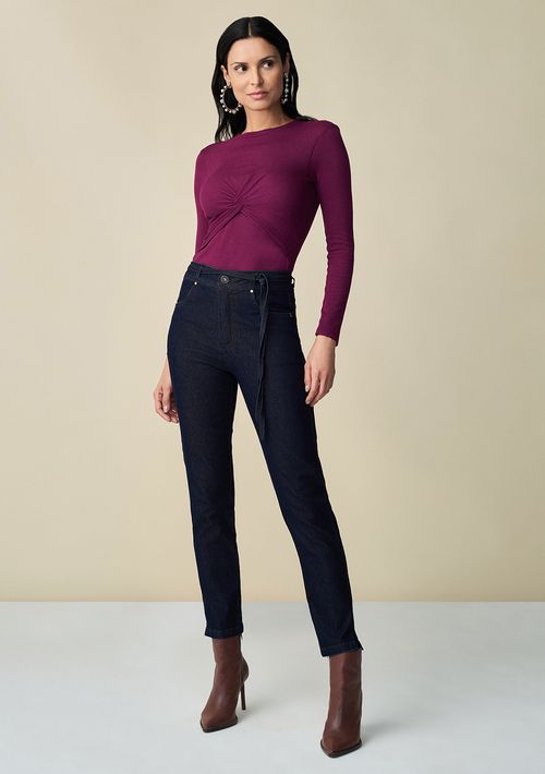 Calça Maria.Valentina Cigarrete M.Rita Cós Intermediário Com Amarril Jeans