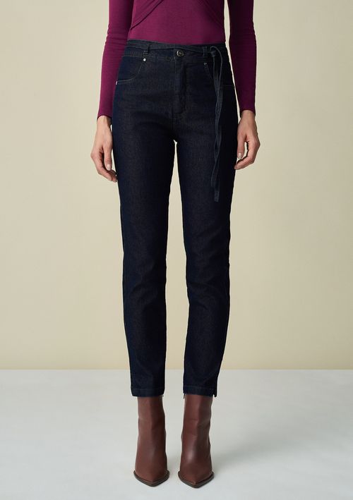 Calça Maria.Valentina Cigarrete M.Rita Cós Intermediário Com Amarril Jeans
