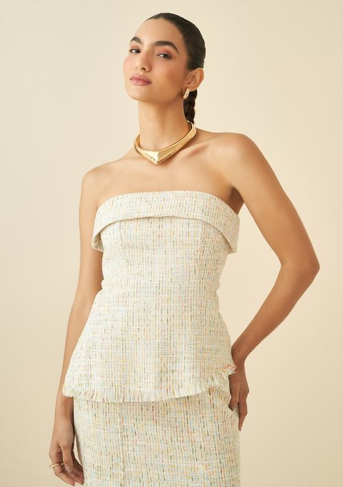 Blusa Maria.Valentina Tomara Que Caia Sem Manga Assimétrica Off White